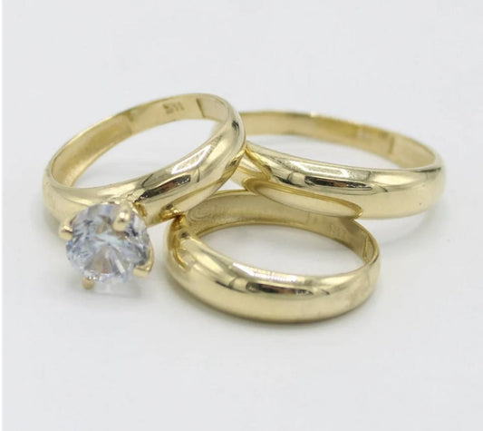 14K Trio Wedding Rings