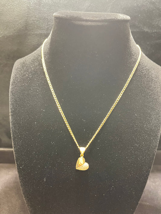 14k cuban chain + heart pendant