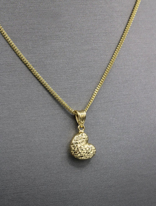 14K Diamond Pendant W/ Hollow Franco Chain